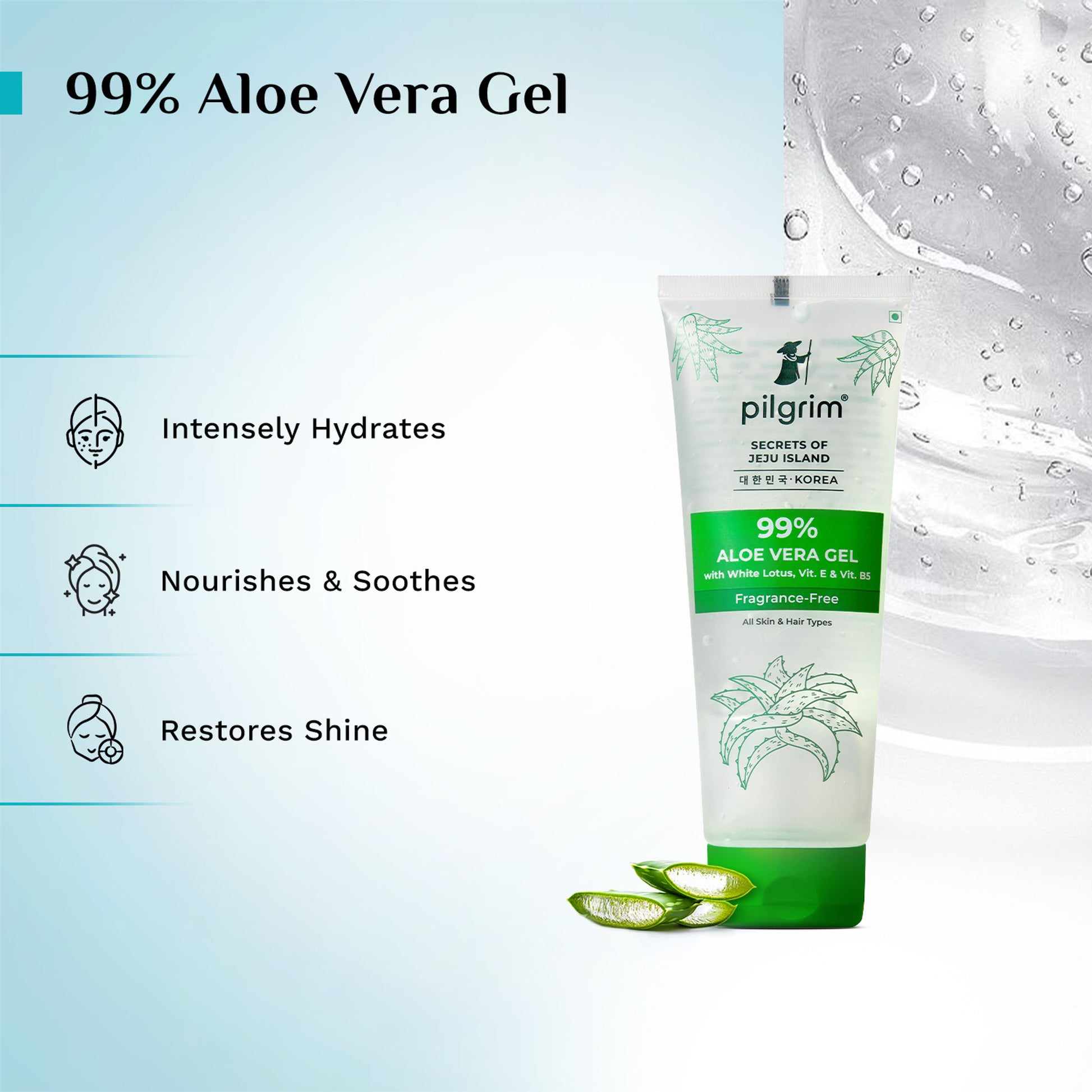 Pilgrim Aloe Vera Gel With Vitamin E For Glowing Skin & Hair