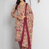 Indyancart VA Women's Abstract Printed Neck Embroidered Regular Kurta with Trouser & Dupatta