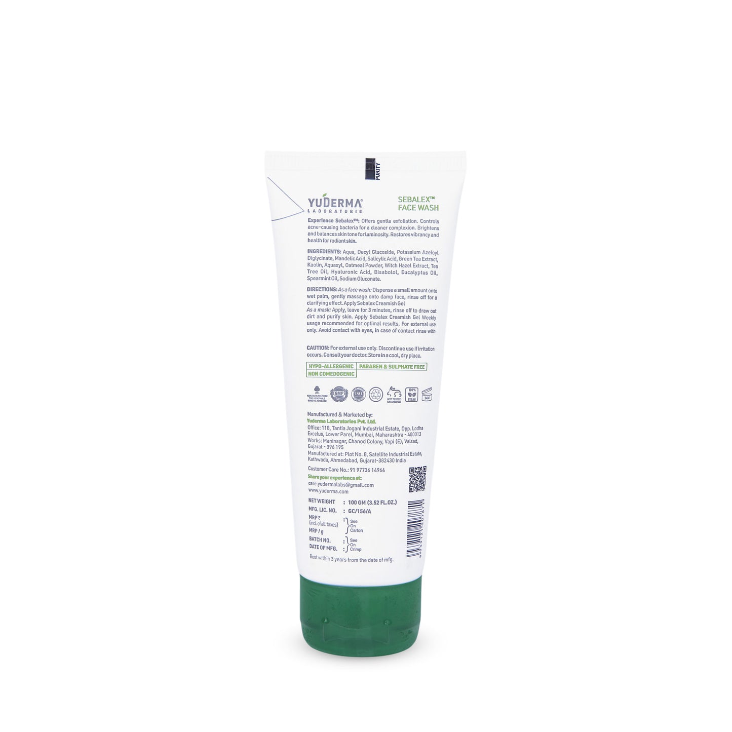 Yuderma Sebalex Face Wash 2 In 1 Facewash & Mask