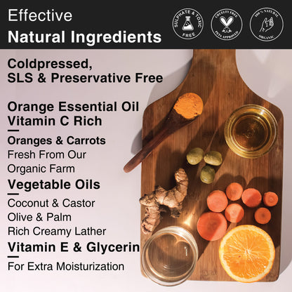 Soulflower Ayurvedic Vitamin C Orange Carrot Handmade Soap for Skin Face Whitening, Dark Spots