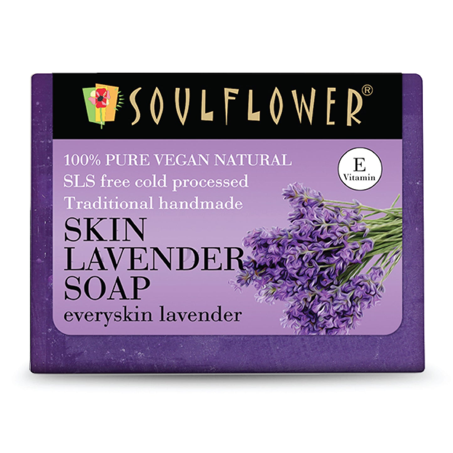 Soulflower Organic Handmade Lavender Bathing Soap For Dry Skin & Body Odor, Moisturise & Hydrate