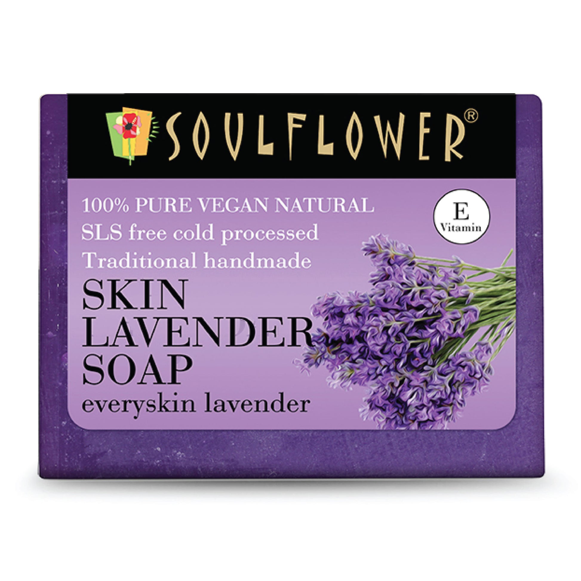 Soulflower Organic Handmade Lavender Bathing Soap For Dry Skin & Body Odor, Moisturise & Hydrate