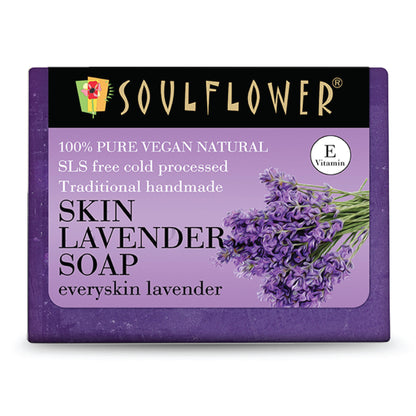 Soulflower Organic Handmade Lavender Bathing Soap For Dry Skin & Body Odor, Moisturise & Hydrate
