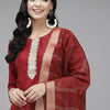 Indyancart IE Women Maroon Sequinned Liva Kurta with Palazzos & Dupatta