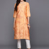 Dhiyona IE Floral Printed Thread Work Detail Straight Kurta