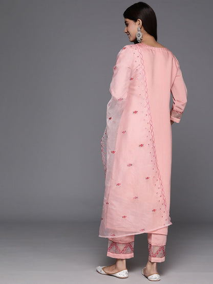 Dhiyona VA Women'sFloral Embroidered Regular Sequinned Kurta with Trousers & Dupatta
