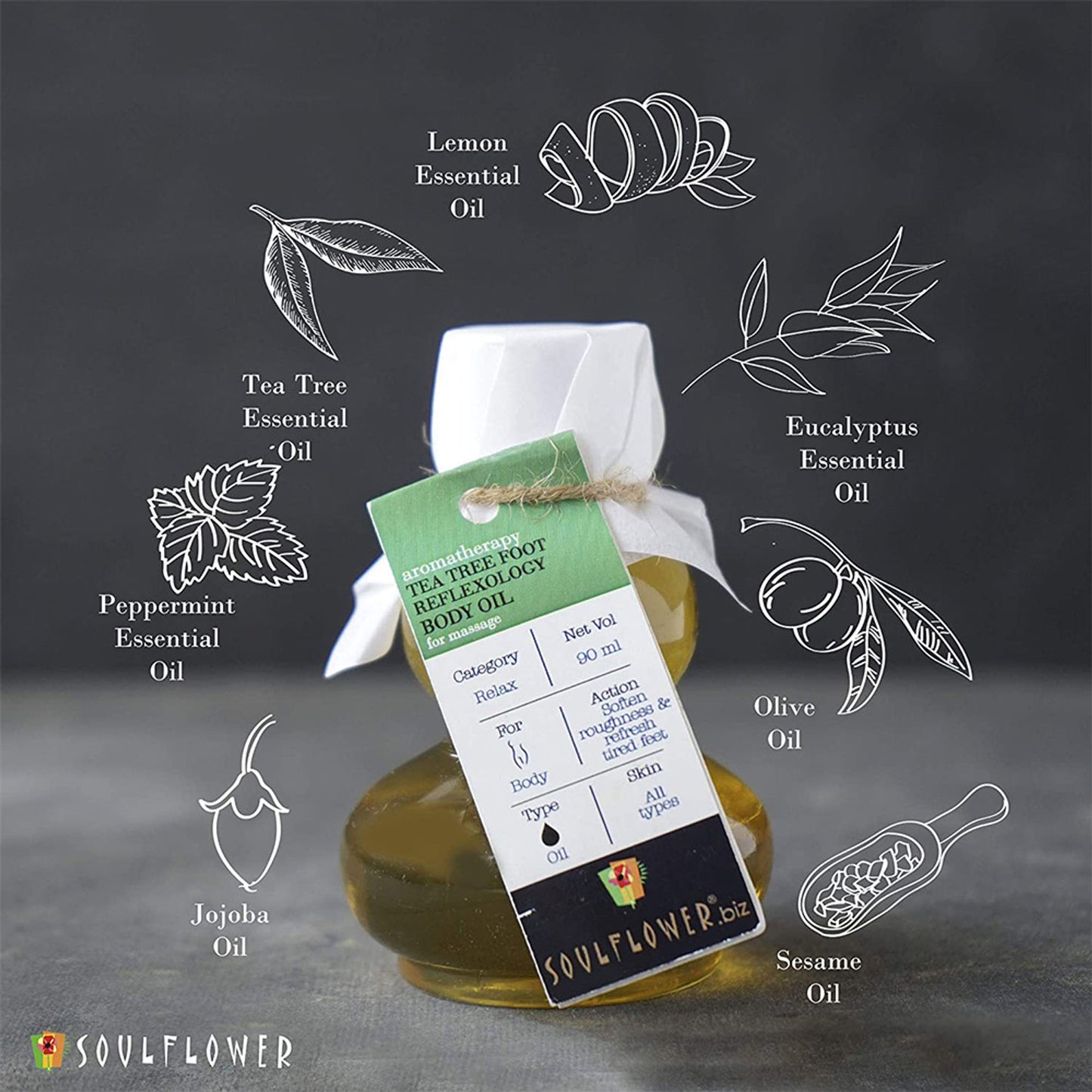 Soulflower Jasmine Aroma & Body Massage Oil, Floral smell for Calm Skin, Relaxed Body & Environment
