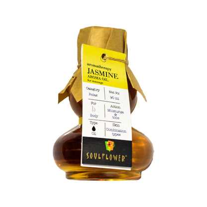 Soulflower Jasmine Aroma & Body Massage Oil, Floral smell for Calm Skin, Relaxed Body & Environment