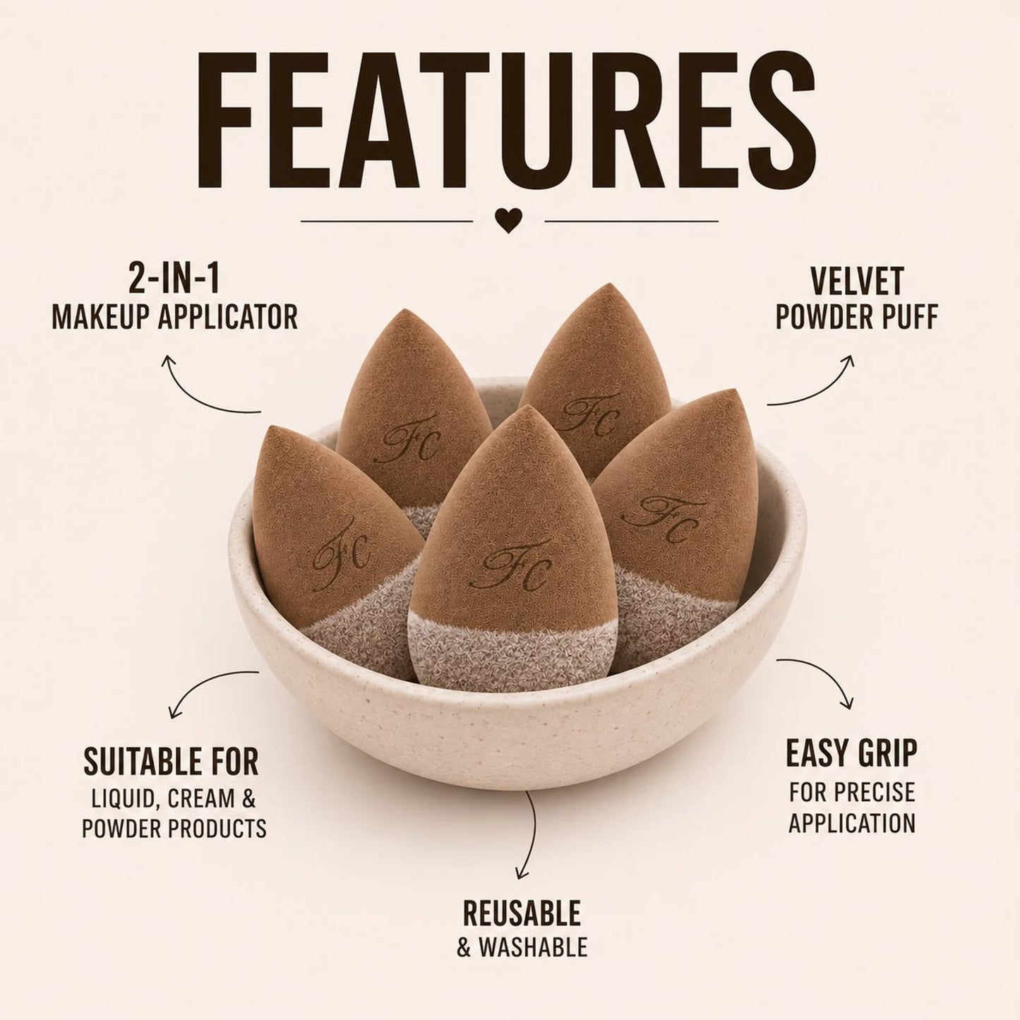 FASHION COLOUR Platinum Beauty Blender - Brown