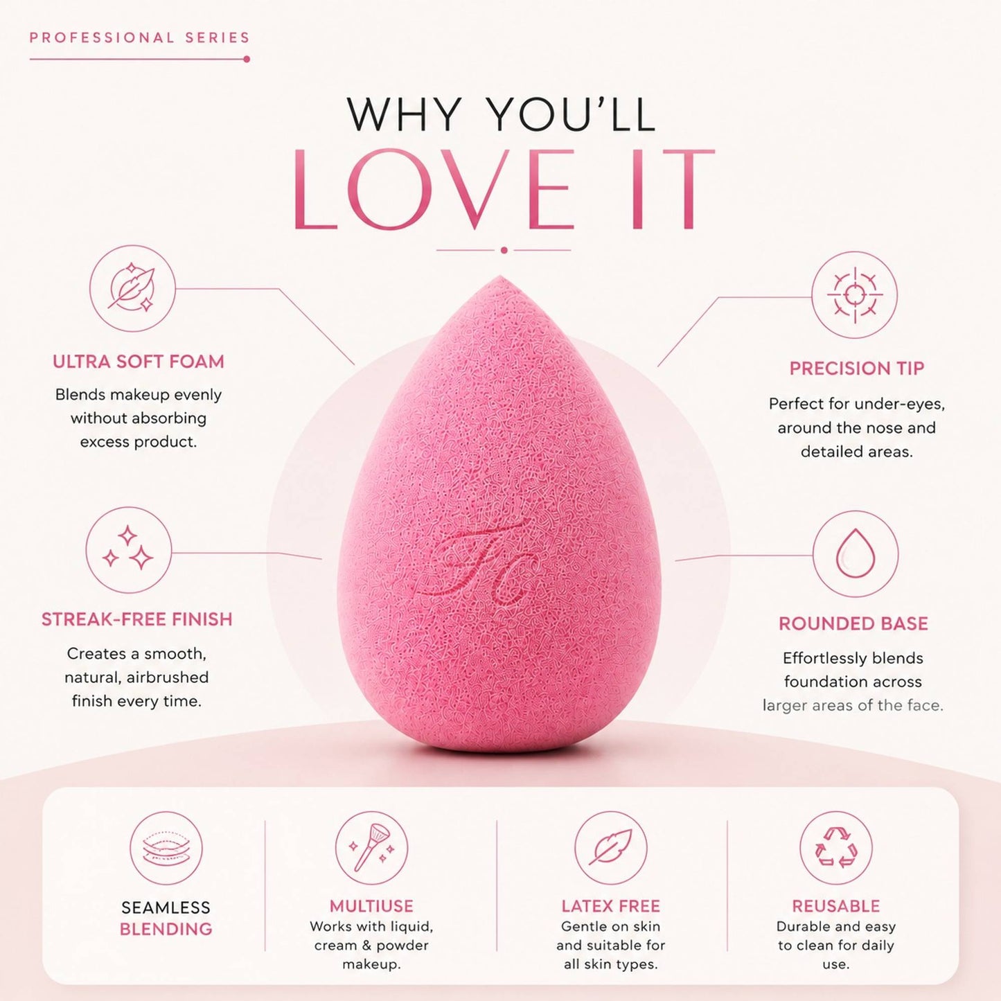 FASHION COLOUR Platinum Beauty Blender - Pink