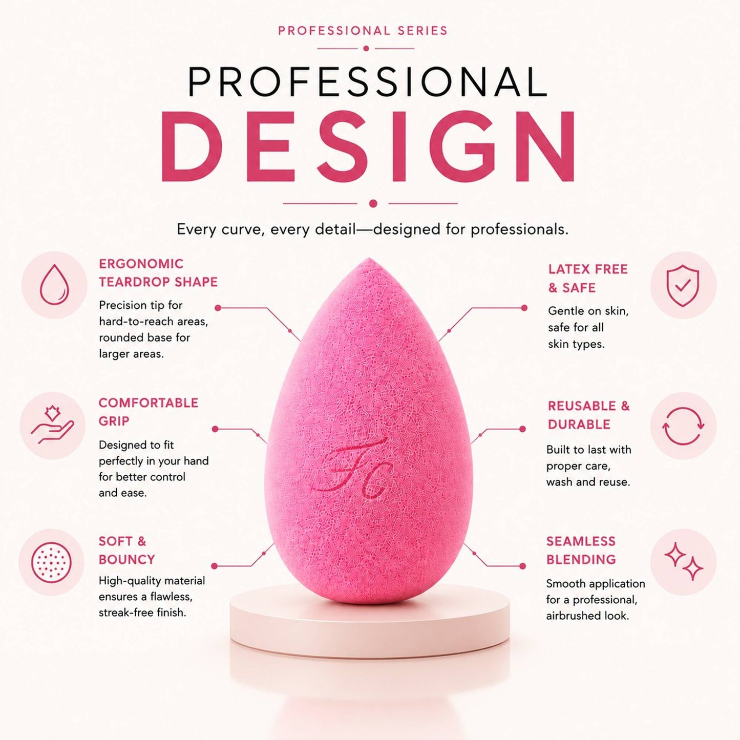 FASHION COLOUR Platinum Beauty Blender - Pink