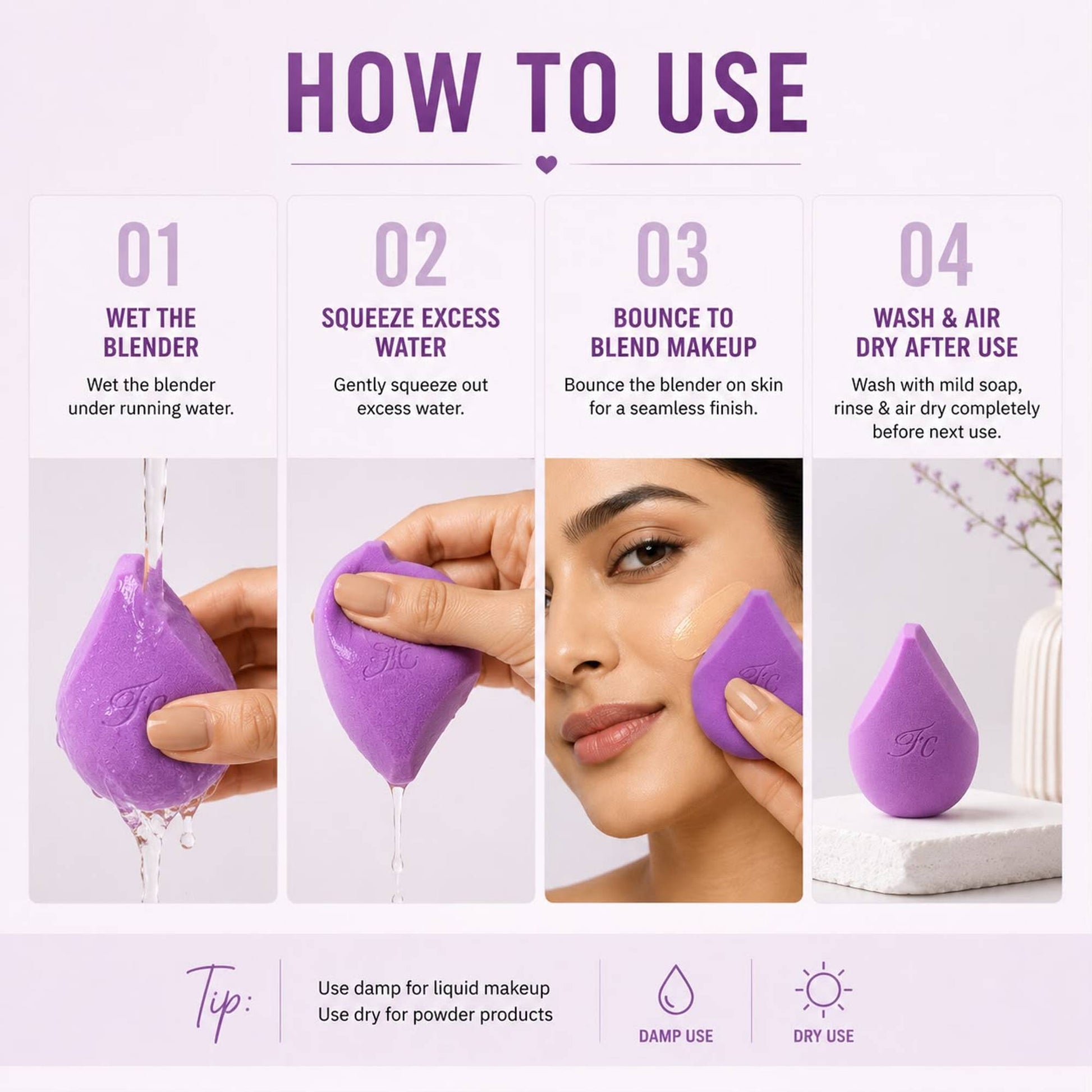 FASHION COLOUR Platinum Beauty Blender - Purple