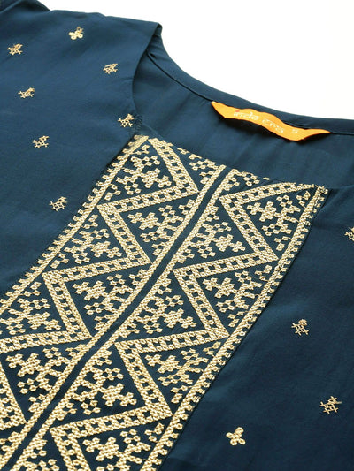 Dhiyona IE Women Embroidered Regular Sequinned Chanderi Silk Kurta with Trousers & With Dupatta