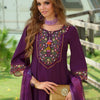 Dhiyona IE Floral Yoke Design Tie-Up Neck Thread Work A-Line Kurta & Trousers With Dupatta