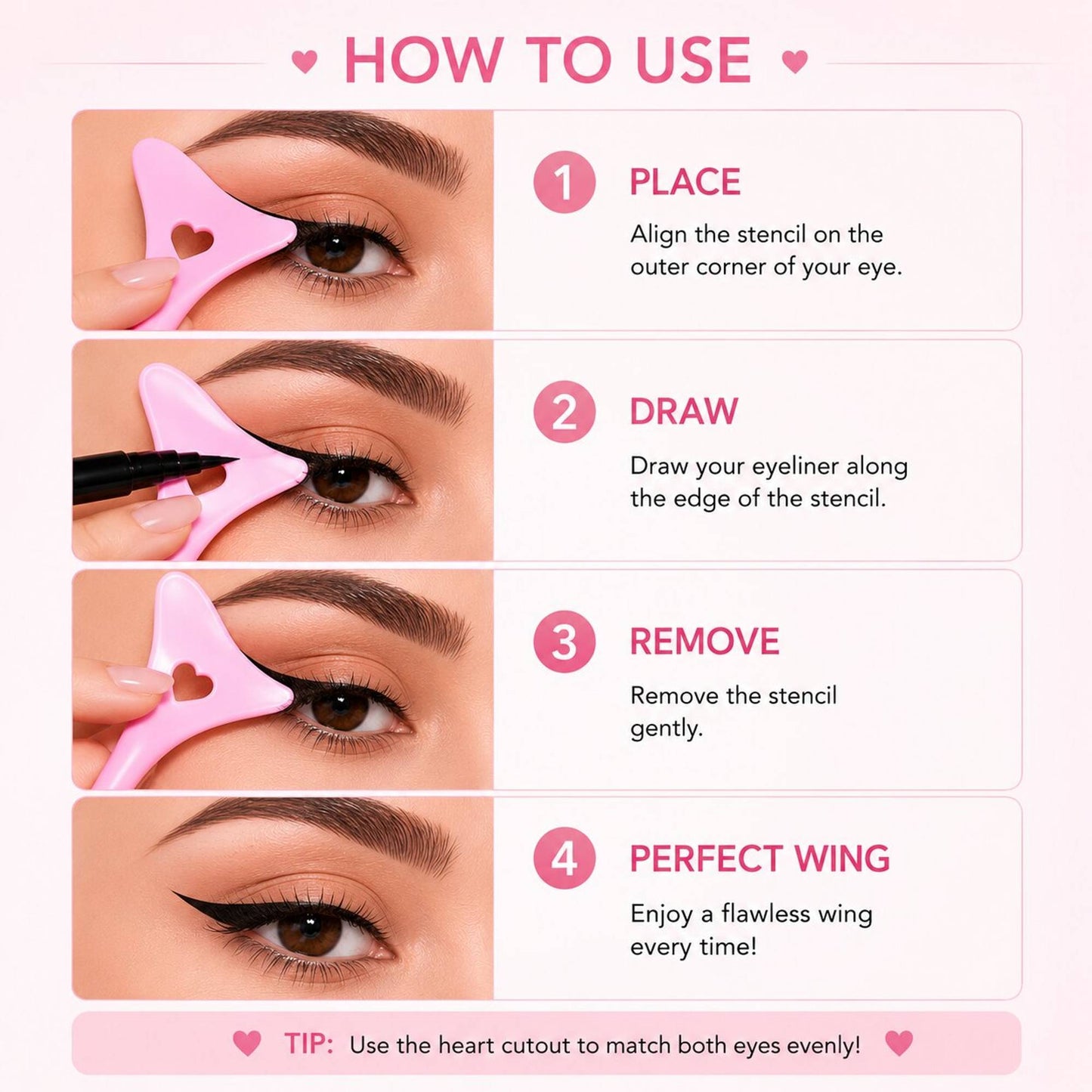 Kayanara Eyeliner Stencil Guide For Winged Liner Kajal Mascara & Lip Makeup Tool