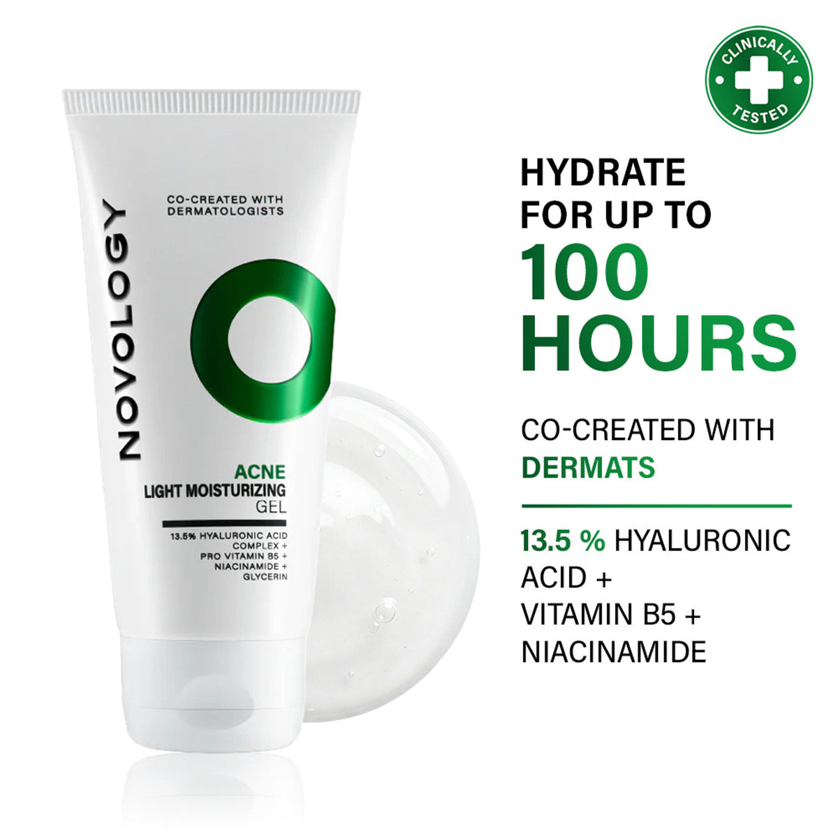 Novology Acne Light Moisturising Gel, Upto 100 Hours of Hydration, Dermat Tested, For Sensitive Skin