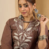 Dhiyona IE Women Floral Embroidered Regular Pure Cotton Kurta Set