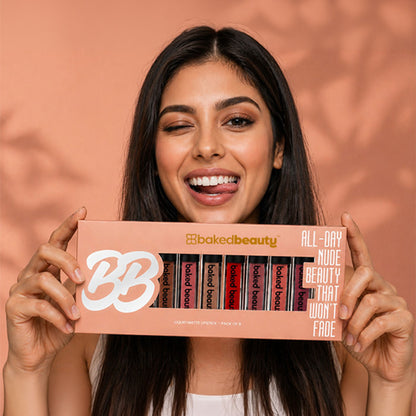 Baked Beauty Liquid Matte Lipstick Nude Palette - Pack of 9