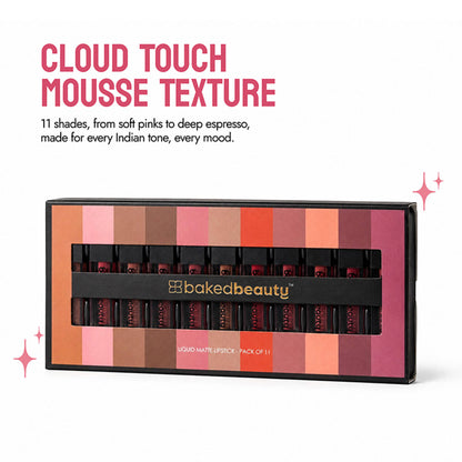 Baked Beauty Liquid Matte Lipstick - Pack of 11