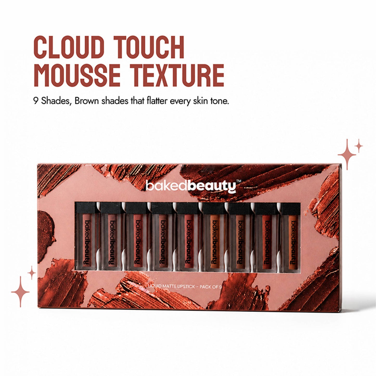 Baked Beauty Liquid Matte Lipstick Brown Palette - Pack Of 9