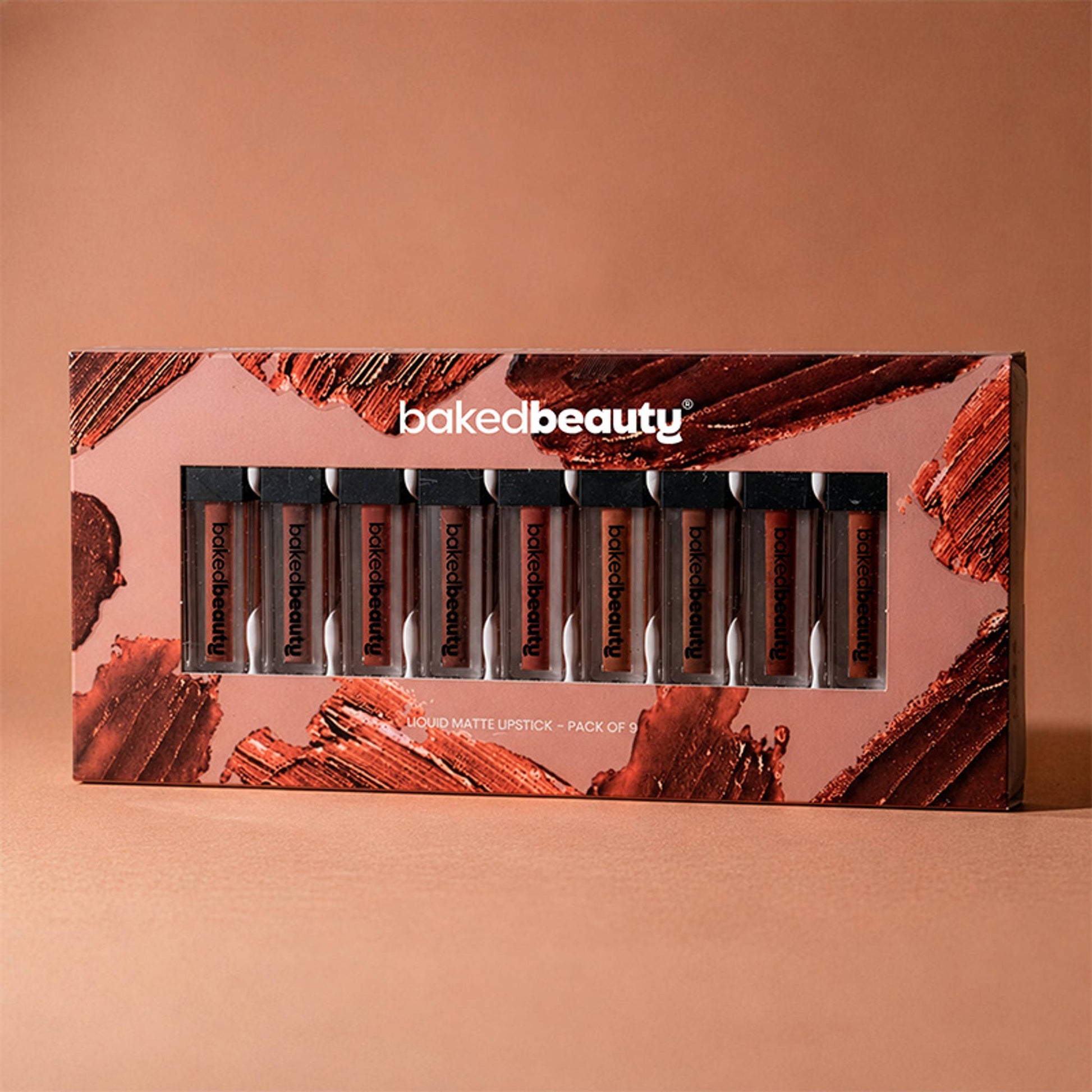 Baked Beauty Liquid Matte Lipstick Brown Palette - Pack Of 9