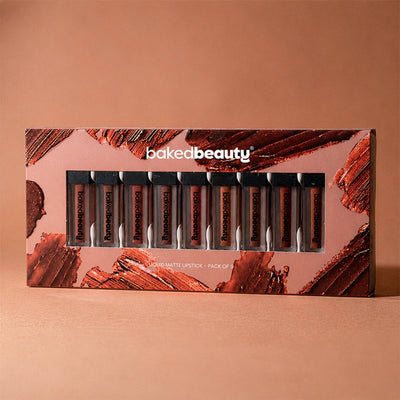 Baked Beauty Liquid Matte Lipstick Brown Palette - Pack Of 9