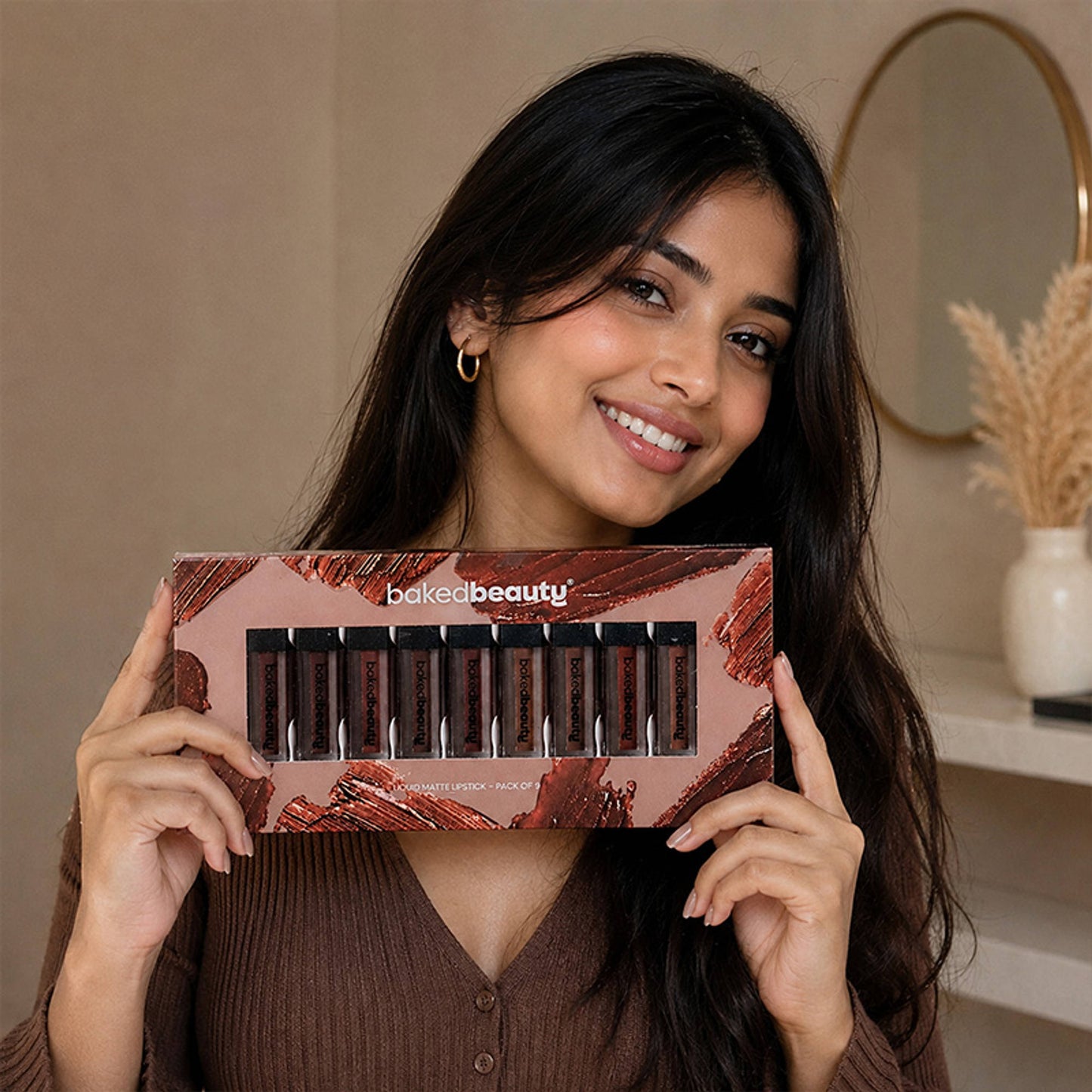 Baked Beauty Liquid Matte Lipstick Brown Palette - Pack Of 9