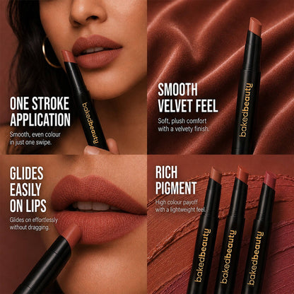 Baked Beauty My Crayon Cutting Chai Matte Lip Cream Lipsticks - Pack Of 3
