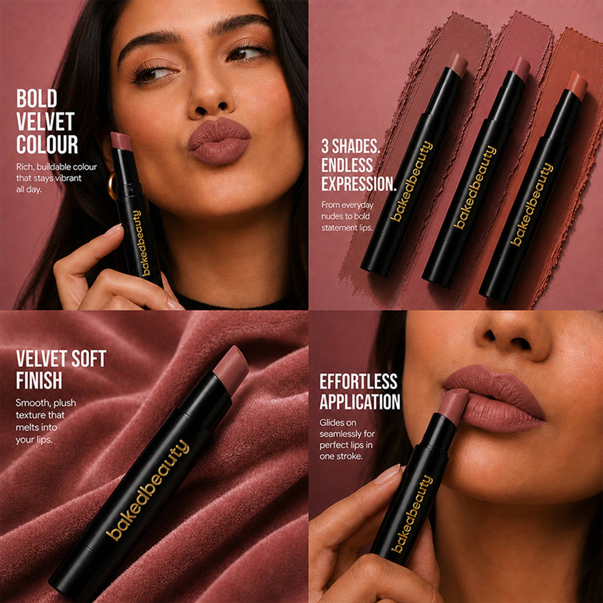 Baked Beauty My Crayon Brownie Bite Matte Lip Cream Lipsticks - Pack Of 3