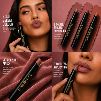 Baked Beauty My Crayon Brownie Bite Matte Lip Cream Lipsticks - Pack Of 3