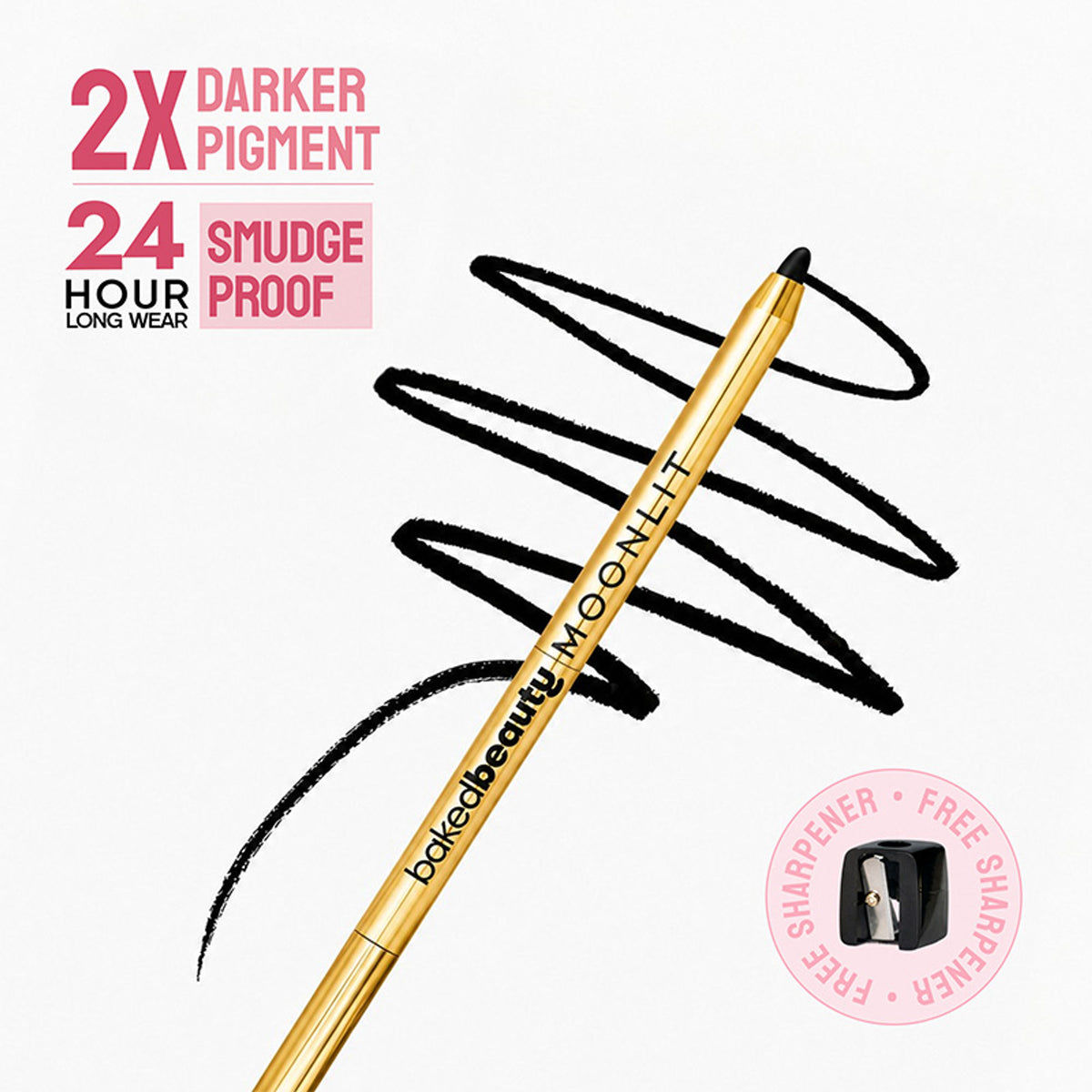 Baked Beauty Moonlit Supreme Kohl in black, baked eyeshadow with a smooth, creamy texture and intense pigmentation.
