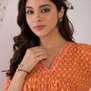 Indyancart IE Floral Printed Pure Cotton V Neck A-Line Tunic And Trousers
