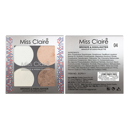 Miss Claire Bronze & Highlighter Makeup Studio Palette - 4