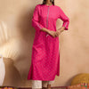 Indyancart IE Ethnic Motifs Printed Mirror Work Straight Kurta