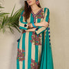 Dhiyona IE Women Floral Printed Pure Cotton V-Neck Kurta with Trousers & With Dupatta