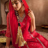 Dhiyona IE Bandhani Printed V-Neck Zari Silk Chiffon Straight Kurta With Trousers & Dupatta