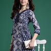Dhiyona IE Floral Printed Angrakha Mirror Work Pure Cotton Kurta with Trousers