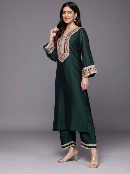 Indyancart VA Women's Yoke Design Gotta Patti Kurta with Trousers & Dupatta