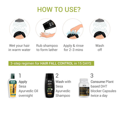 SESA Black Medicinal Shampoo Hairfall Control Anti Dandruff With 15 Herbs For Smooth Shiny Hair