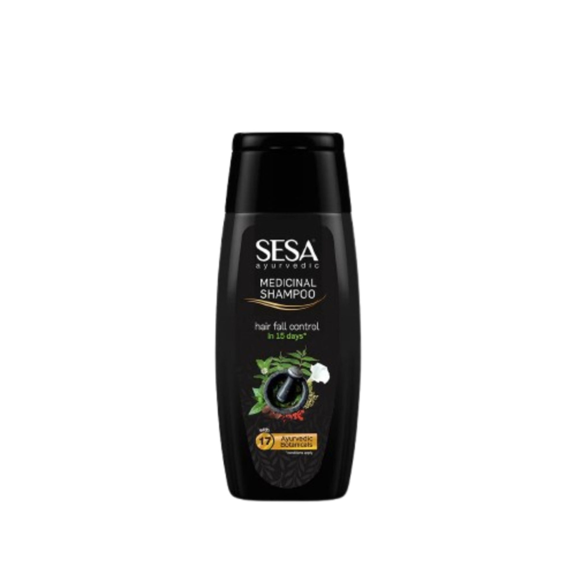SESA Black Medicinal Shampoo Hairfall Control Anti Dandruff With 15 Herbs For Smooth Shiny Hair