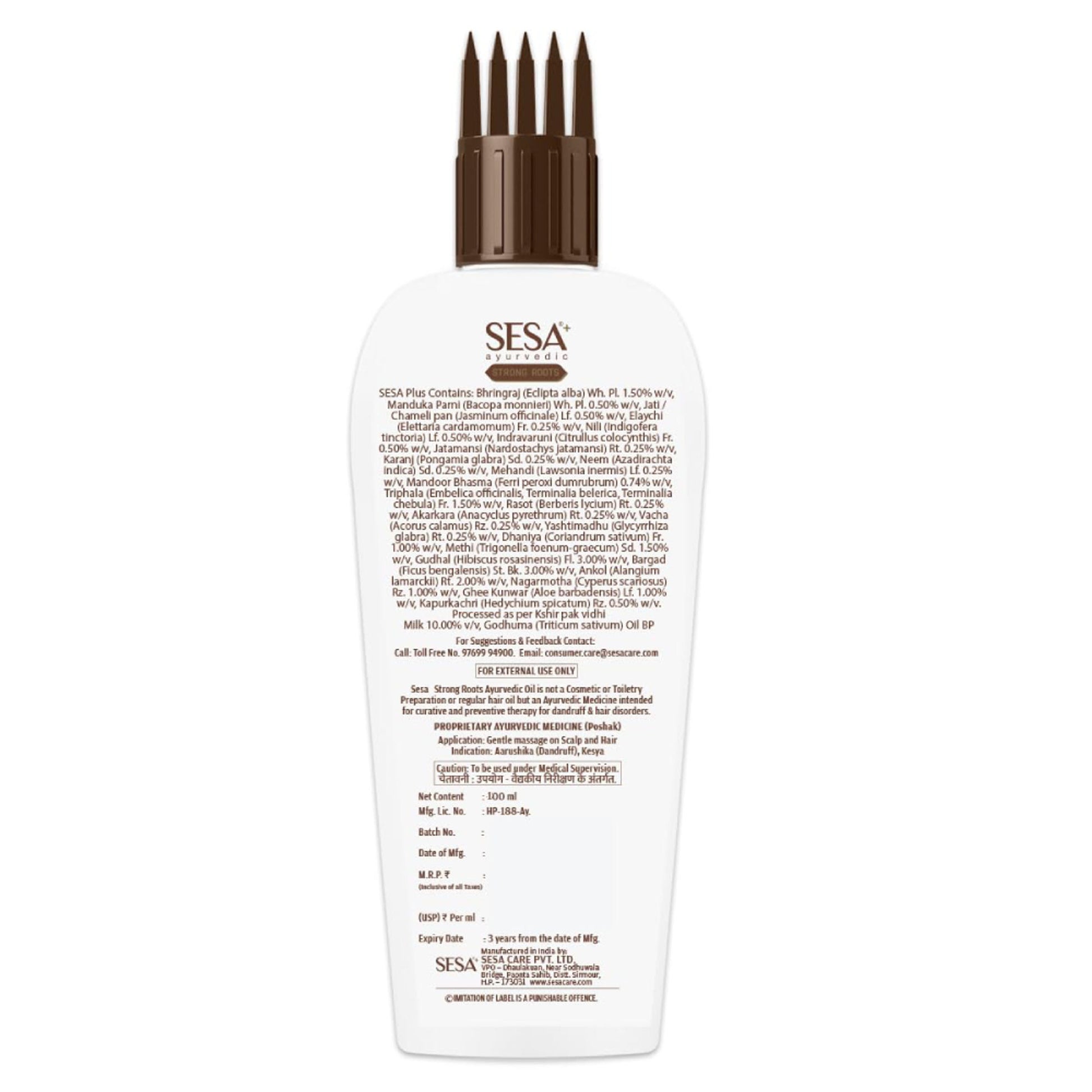 SESA Ayurvedic Strong Roots Hair Oil 100 Ml Hair Strenghtening and Reduces Hairfall