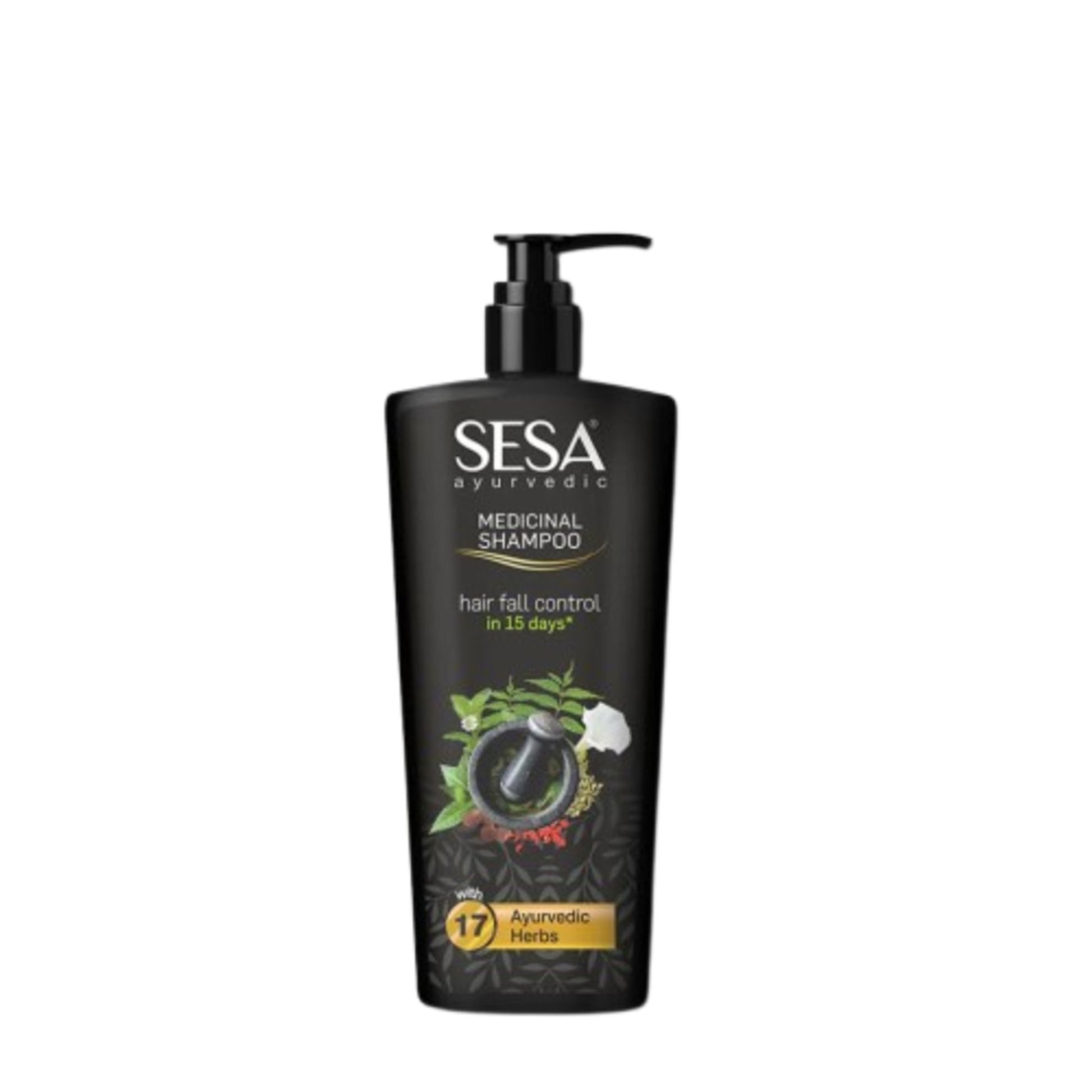 SESA Black Medicinal Shampoo Hairfall Control Anti Dandruff With 15 Herbs For Smooth Shiny Hair