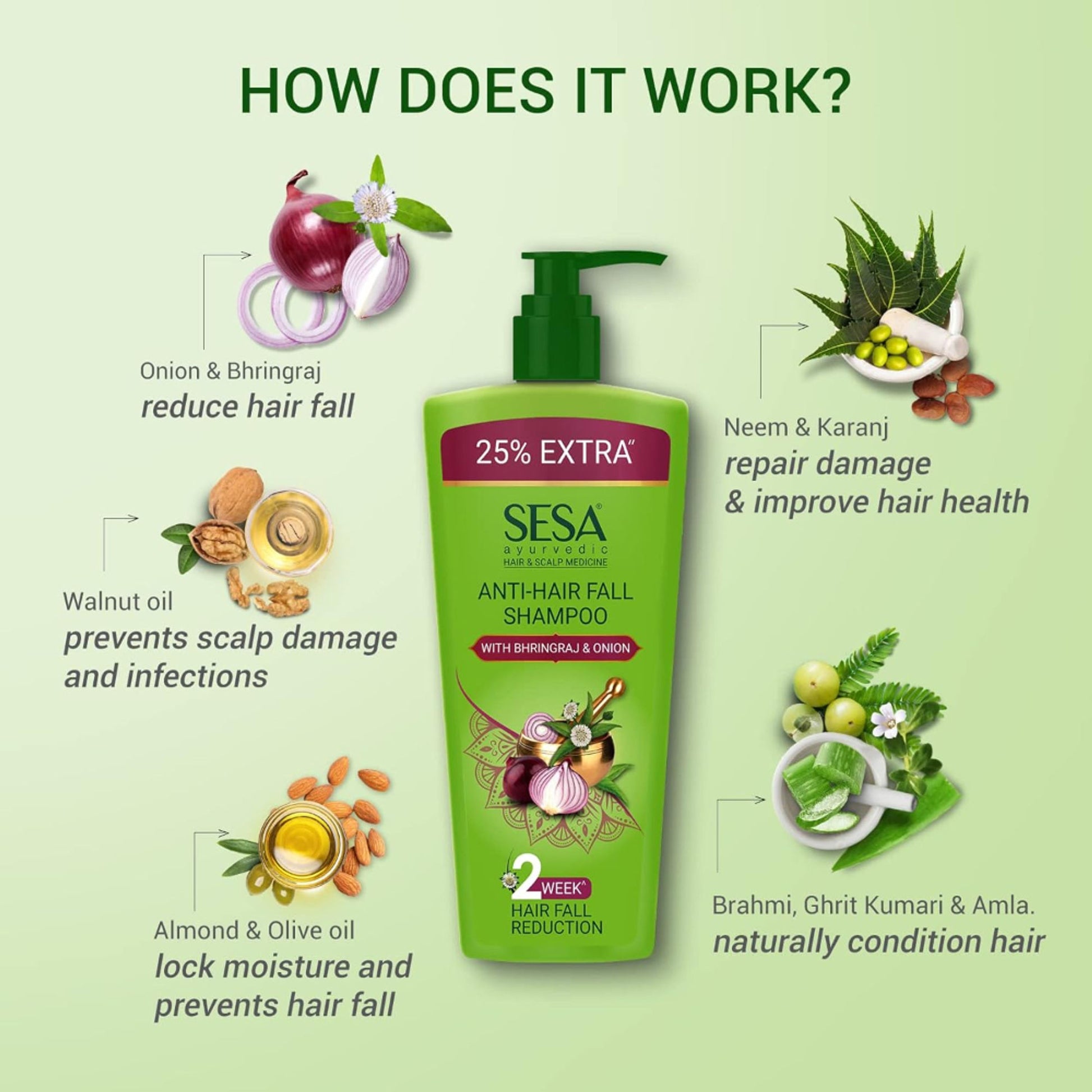 SESA Ayurvedic Anti Hairfall Shampoo Helps Reduces Hairfall With 6 Ayurvedic Herbs - 500ml