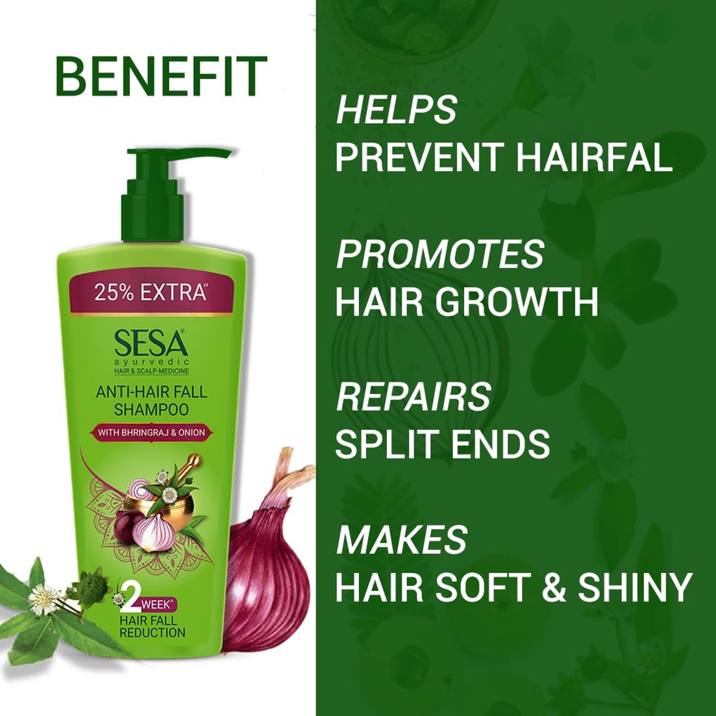 SESA Ayurvedic Anti Hairfall Shampoo Helps Reduces Hairfall With 6 Ayurvedic Herbs - 500ml
