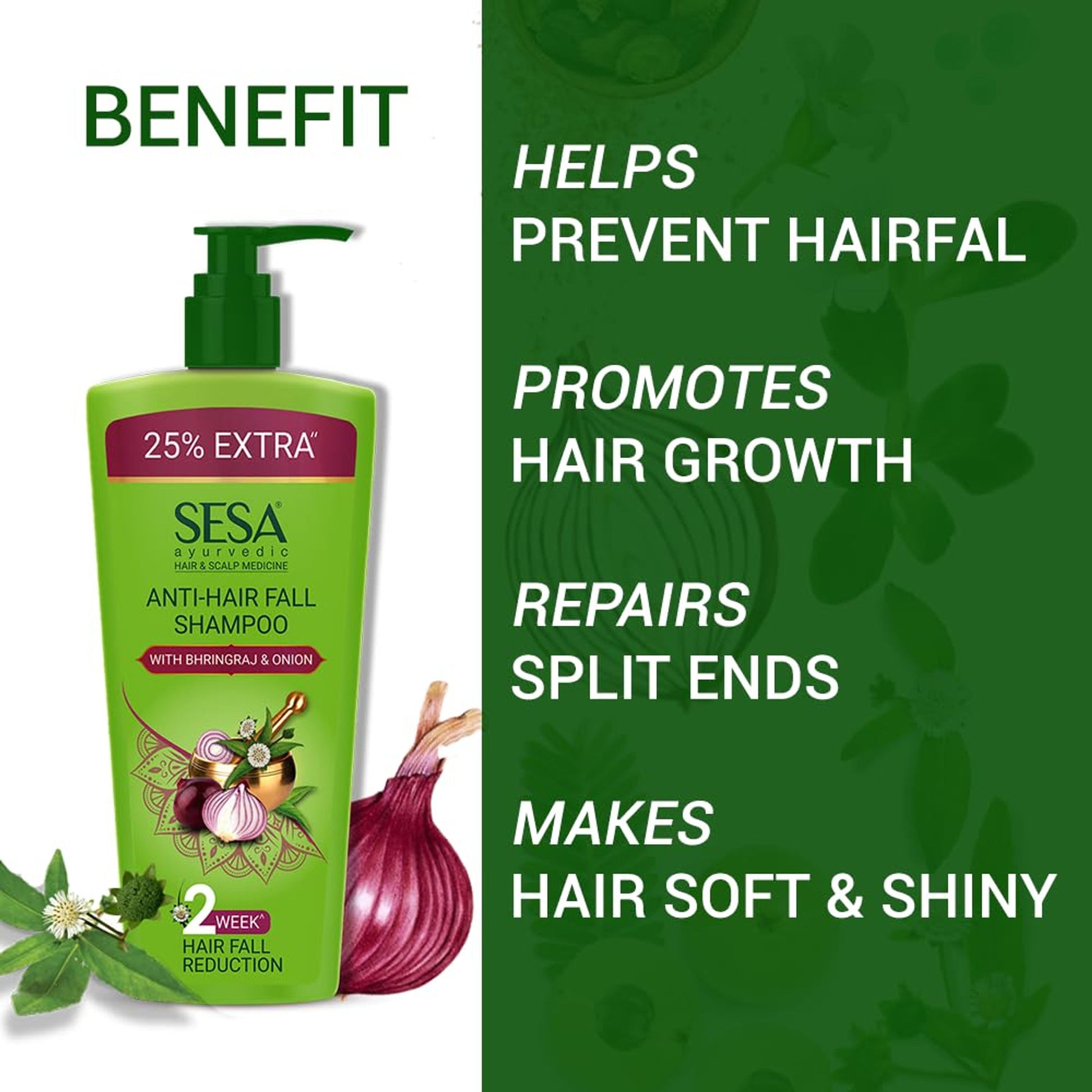 SESA Ayurvedic Anti Hairfall Shampoo Helps Reduces Hairfall With 6 Ayurvedic Herbs - 500ml