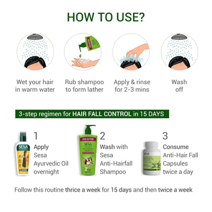 SESA Ayurvedic Anti Hairfall Shampoo Helps Reduces Hairfall With 6 Ayurvedic Herbs - 500ml