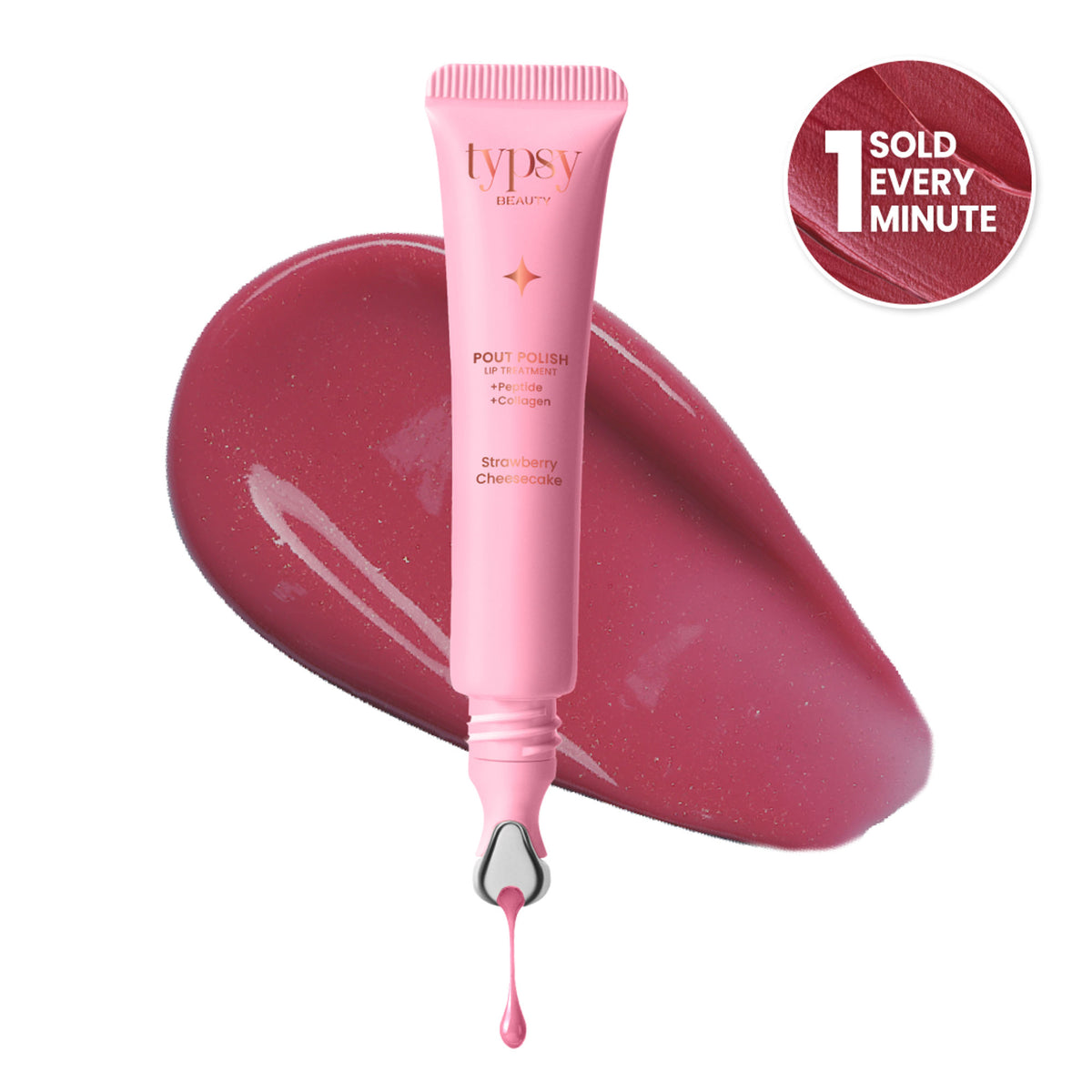 Typsy Beauty Glaze Pout Polish Peptide Lip Treatment Balm - 02 Strawberry Cheesecake