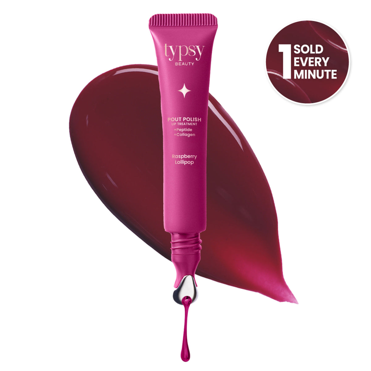 Typsy Beauty Glaze Pout Polish Peptide Lip Treatment Balm - 03 Raspberry Lollipop