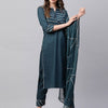 Indyancart IE Women Gotta Patti Pure Cotton Kurta With Palazzos & Dupatta