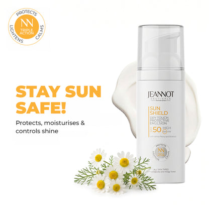 Jeannot Ceuticals Dry Touch Protective Emulsion SPF 50, Non-Greasy Sunscreen for All Skin Types